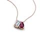 3 - Arika 1.25 ctw Emerald Shape Lab Grown Diamond with Pear Shape Rhodolite Garnet Toi Et Moi Women Pendant Necklace 
