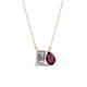 1 - Arika 1.25 ctw Emerald Shape Lab Grown Diamond with Pear Shape Rhodolite Garnet Toi Et Moi Women Pendant Necklace 