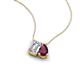 3 - Arika 1.25 ctw Emerald Shape Lab Grown Diamond with Pear Shape Rhodolite Garnet Toi Et Moi Women Pendant Necklace 