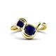 1 - Nerida 1.60 ctw Cushion & Princess Shape Created Blue Sapphire Women Toi Et Moi Wave Engagement Ring 