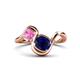 1 - Nerida 1.73 ctw Cushion Shape Created Blue Sapphire & Princess Shape Created Pink Sapphire Women Toi Et Moi Wave Engagement Ring 