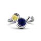 1 - Nerida 1.73 ctw Cushion Shape Created Blue Sapphire & Princess Shape Created Yellow Sapphire Women Toi Et Moi Wave Engagement Ring 