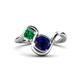1 - Nerida 1.60 ctw Cushion Shape Created Blue Sapphire & Princess Shape Created Emerald Women Toi Et Moi Wave Engagement Ring 