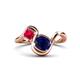 1 - Nerida 1.60 ctw Cushion Shape Created Blue Sapphire & Princess Shape Created Ruby Women Toi Et Moi Wave Engagement Ring 