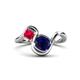 1 - Nerida 1.60 ctw Cushion Shape Created Blue Sapphire & Princess Shape Created Ruby Women Toi Et Moi Wave Engagement Ring 