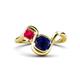 1 - Nerida 1.60 ctw Cushion Shape Created Blue Sapphire & Princess Shape Created Ruby Women Toi Et Moi Wave Engagement Ring 