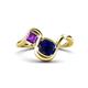 1 - Nerida 1.60 ctw Cushion Shape Created Blue Sapphire & Princess Shape Amethyst Women Toi Et Moi Wave Engagement Ring 