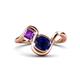 1 - Nerida 1.60 ctw Cushion Shape Created Blue Sapphire & Princess Shape Amethyst Women Toi Et Moi Wave Engagement Ring 