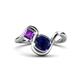1 - Nerida 1.60 ctw Cushion Shape Created Blue Sapphire & Princess Shape Amethyst Women Toi Et Moi Wave Engagement Ring 