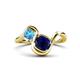 1 - Nerida 1.63 ctw Cushion Shape Created Blue Sapphire & Princess Shape Blue Topaz Women Toi Et Moi Wave Engagement Ring 