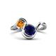1 - Nerida 1.60 ctw Cushion Shape Created Blue Sapphire & Princess Shape Citrine Women Toi Et Moi Wave Engagement Ring 