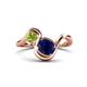 1 - Nerida 1.63 ctw Cushion Shape Created Blue Sapphire & Princess Shape Peridot Women Toi Et Moi Wave Engagement Ring 