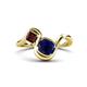 1 - Nerida 1.63 ctw Cushion Shape Created Blue Sapphire & Princess Shape Red Garnet Women Toi Et Moi Wave Engagement Ring 