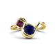 1 - Nerida 1.63 ctw Cushion Shape Created Blue Sapphire & Princess Shape Rhodolite Garnet Women Toi Et Moi Wave Engagement Ring 