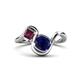1 - Nerida 1.63 ctw Cushion Shape Created Blue Sapphire & Princess Shape Rhodolite Garnet Women Toi Et Moi Wave Engagement Ring 