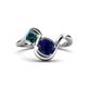 1 - Nerida 1.60 ctw Cushion Shape Created Blue Sapphire & Princess Shape London Blue Topaz Women Toi Et Moi Wave Engagement Ring 