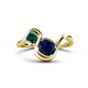 1 - Nerida 1.60 ctw Cushion Shape Created Blue Sapphire & Princess Shape London Blue Topaz Women Toi Et Moi Wave Engagement Ring 