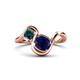 1 - Nerida 1.60 ctw Cushion Shape Created Blue Sapphire & Princess Shape London Blue Topaz Women Toi Et Moi Wave Engagement Ring 