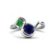 1 - Nerida 1.60 ctw Cushion Shape Created Blue Sapphire & Princess Shape Green Garnet Women Toi Et Moi Wave Engagement Ring 