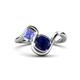 1 - Nerida 1.63 ctw Cushion Shape Created Blue Sapphire & Princess Shape Tanzanite Women Toi Et Moi Wave Engagement Ring 