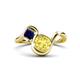 1 - Nerida 1.60 ctw Cushion Shape Created Yellow Sapphire (6.00 mm) and Princess Shape Created Blue Sapphire Women Toi Et Moi Wave Engagement Ring 