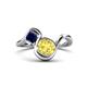 1 - Nerida 1.60 ctw Cushion Shape Created Yellow Sapphire (6.00 mm) and Princess Shape Created Blue Sapphire Women Toi Et Moi Wave Engagement Ring 