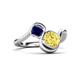 3 - Nerida 1.60 ctw Cushion Shape Created Yellow Sapphire (6.00 mm) and Princess Shape Created Blue Sapphire Women Toi Et Moi Wave Engagement Ring 