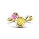 1 - Nerida 1.73 ctw Cushion Shape Created Yellow Sapphire (6.00 mm) and Princess Shape Created Pink Sapphire Women Toi Et Moi Wave Engagement Ring 