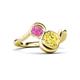 3 - Nerida 1.73 ctw Cushion Shape Created Yellow Sapphire (6.00 mm) and Princess Shape Created Pink Sapphire Women Toi Et Moi Wave Engagement Ring 