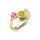 4 - Nerida 1.73 ctw Cushion Shape Created Yellow Sapphire (6.00 mm) and Princess Shape Created Pink Sapphire Women Toi Et Moi Wave Engagement Ring 