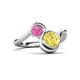 3 - Nerida 1.73 ctw Cushion Shape Created Yellow Sapphire (6.00 mm) and Princess Shape Created Pink Sapphire Women Toi Et Moi Wave Engagement Ring 