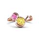1 - Nerida 1.73 ctw Cushion Shape Created Yellow Sapphire (6.00 mm) and Princess Shape Created Pink Sapphire Women Toi Et Moi Wave Engagement Ring 
