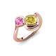 4 - Nerida 1.73 ctw Cushion Shape Created Yellow Sapphire (6.00 mm) and Princess Shape Created Pink Sapphire Women Toi Et Moi Wave Engagement Ring 
