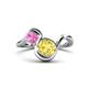 1 - Nerida 1.73 ctw Cushion Shape Created Yellow Sapphire (6.00 mm) and Princess Shape Created Pink Sapphire Women Toi Et Moi Wave Engagement Ring 