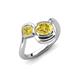 4 - Nerida 1.73 ctw Cushion Shape (6.00 mm) and Princess Shape Created Yellow Sapphire Women Toi Et Moi Wave Engagement Ring 