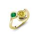 4 - Nerida 1.60 ctw Cushion Shape Created Yellow Sapphire (6.00 mm) and Princess Shape Created Emerald Women Toi Et Moi Wave Engagement Ring 