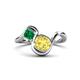 1 - Nerida 1.60 ctw Cushion Shape Created Yellow Sapphire (6.00 mm) and Princess Shape Created Emerald Women Toi Et Moi Wave Engagement Ring 