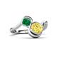 3 - Nerida 1.60 ctw Cushion Shape Created Yellow Sapphire (6.00 mm) and Princess Shape Created Emerald Women Toi Et Moi Wave Engagement Ring 