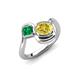 4 - Nerida 1.60 ctw Cushion Shape Created Yellow Sapphire (6.00 mm) and Princess Shape Created Emerald Women Toi Et Moi Wave Engagement Ring 
