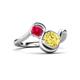 3 - Nerida 1.60 ctw Cushion Shape Created Yellow Sapphire (6.00 mm) and Princess Shape Created Ruby Women Toi Et Moi Wave Engagement Ring 
