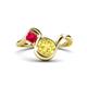 1 - Nerida 1.60 ctw Cushion Shape Created Yellow Sapphire (6.00 mm) and Princess Shape Created Ruby Women Toi Et Moi Wave Engagement Ring 