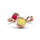 1 - Nerida 1.60 ctw Cushion Shape Created Yellow Sapphire (6.00 mm) and Princess Shape Created Ruby Women Toi Et Moi Wave Engagement Ring 