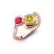 4 - Nerida 1.60 ctw Cushion Shape Created Yellow Sapphire (6.00 mm) and Princess Shape Created Ruby Women Toi Et Moi Wave Engagement Ring 