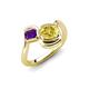 4 - Nerida 1.60 ctw Cushion Shape Created Yellow Sapphire (6.00 mm) and Princess Shape Amethyst Women Toi Et Moi Wave Engagement Ring 