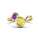 1 - Nerida 1.60 ctw Cushion Shape Created Yellow Sapphire (6.00 mm) and Princess Shape Amethyst Women Toi Et Moi Wave Engagement Ring 