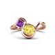 1 - Nerida 1.60 ctw Cushion Shape Created Yellow Sapphire (6.00 mm) and Princess Shape Amethyst Women Toi Et Moi Wave Engagement Ring 