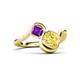 3 - Nerida 1.60 ctw Cushion Shape Created Yellow Sapphire (6.00 mm) and Princess Shape Amethyst Women Toi Et Moi Wave Engagement Ring 