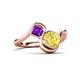 3 - Nerida 1.60 ctw Cushion Shape Created Yellow Sapphire (6.00 mm) and Princess Shape Amethyst Women Toi Et Moi Wave Engagement Ring 