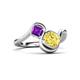 3 - Nerida 1.60 ctw Cushion Shape Created Yellow Sapphire (6.00 mm) and Princess Shape Amethyst Women Toi Et Moi Wave Engagement Ring 