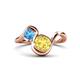 1 - Nerida 1.63 ctw Cushion Shape Created Yellow Sapphire (6.00 mm) and Princess Shape Blue Topaz Women Toi Et Moi Wave Engagement Ring 
